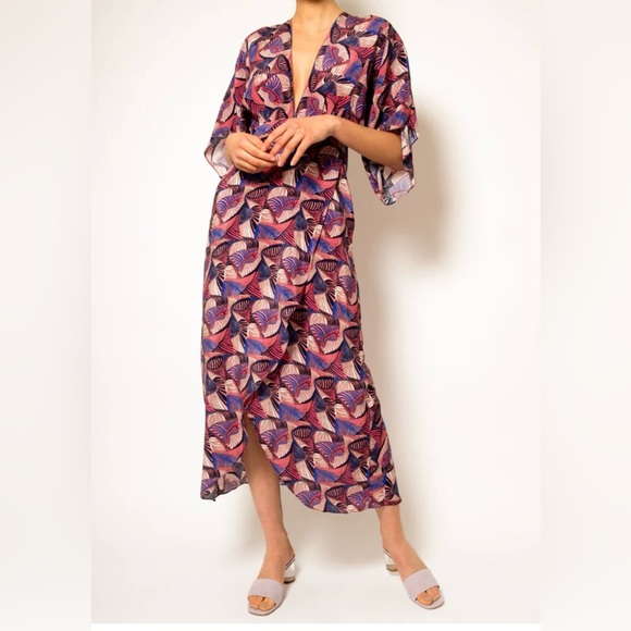 Jaline NWT Women’s Kelly dress- 100% silk, Geo design. Pink/Blue/white. Size SM - Picture 1 of 12